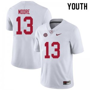 NCAA Youth Alabama Crimson Tide #13 Malachi Moore Stitched College 2020 Nike Authentic White Football Jersey YV17Q71VE